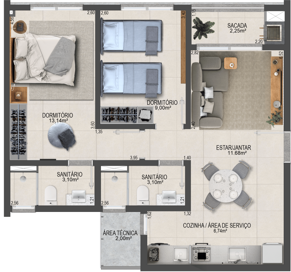 Apartamento no Villa Jordão Homeclub