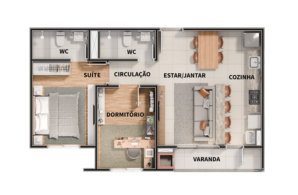 Apartamento Condomínio Vitta Gardens Club, Cruzeiro do Sul, Pelotas/RS